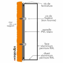 schéma plan lettre boitier pour enseigne non lumineuse en aluminium peint